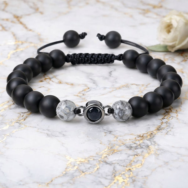 Black & Gray Stone Memory Bracelet