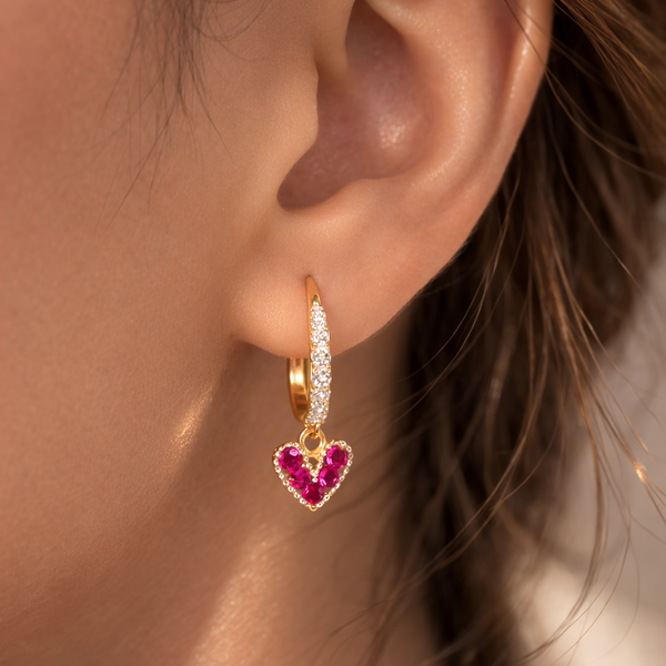 Ruby Heart Earrings